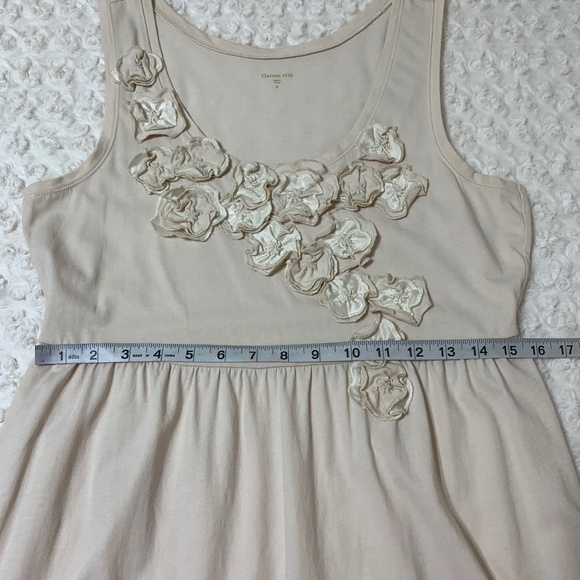 Garnet Hill 3-D Floral Embellished Cotton Tank Dress Beige Sz M - Picture 12 of 13